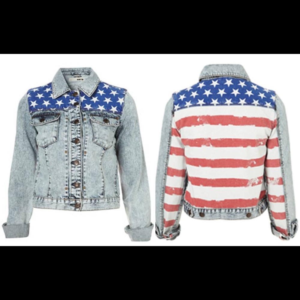 Topshop American flag jean jacket