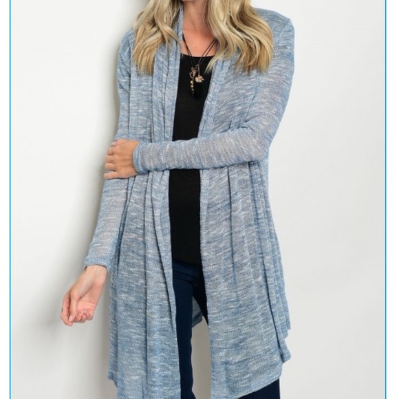 Sweaters - Last 2! Blue knit open cardigan