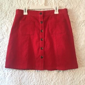 Cooperative (Urban Outfitters) Red Corduroy Skirt