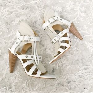 IRO White Leather Heeled Sandals