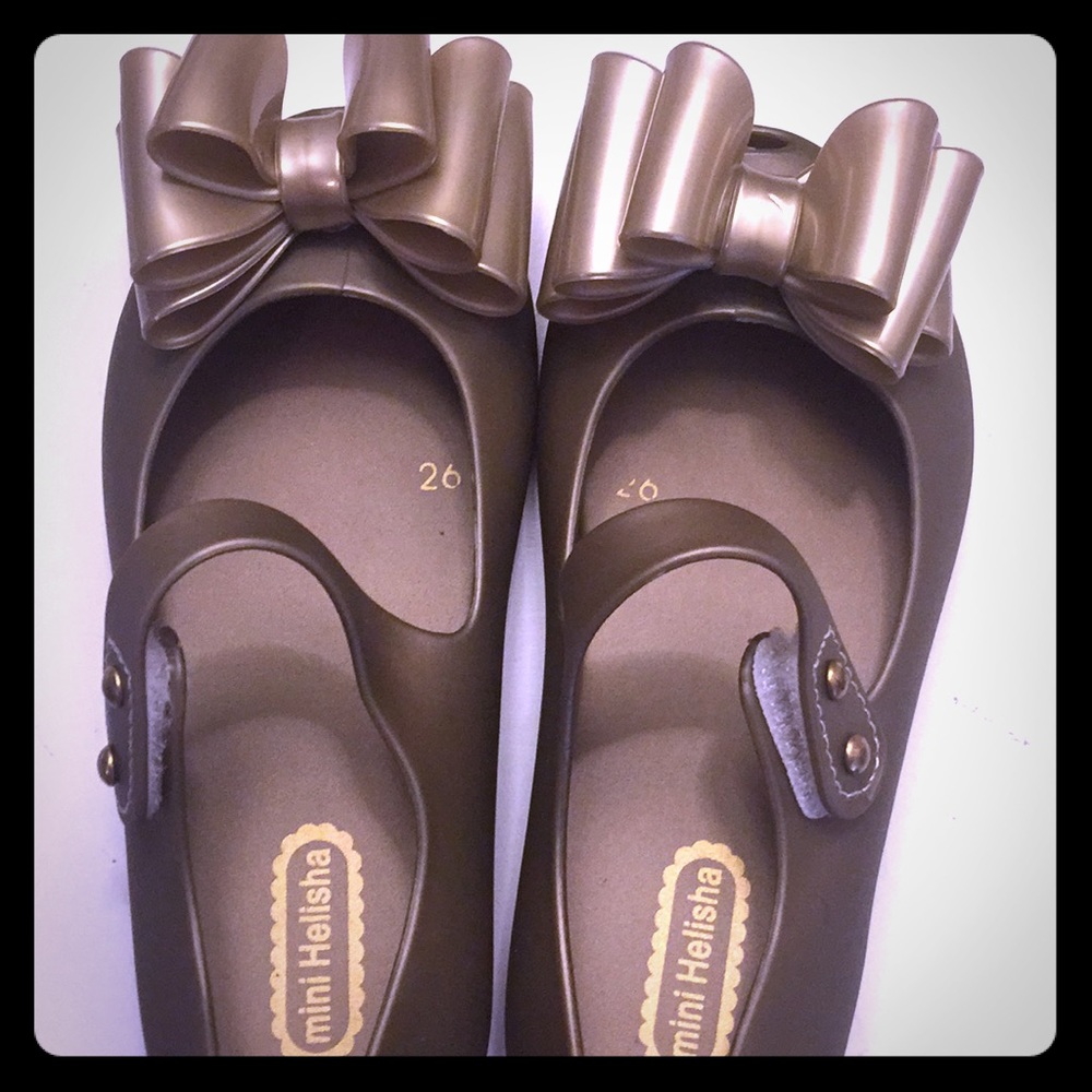 Mini Melissa Type. Baby Girl Gold shoes.