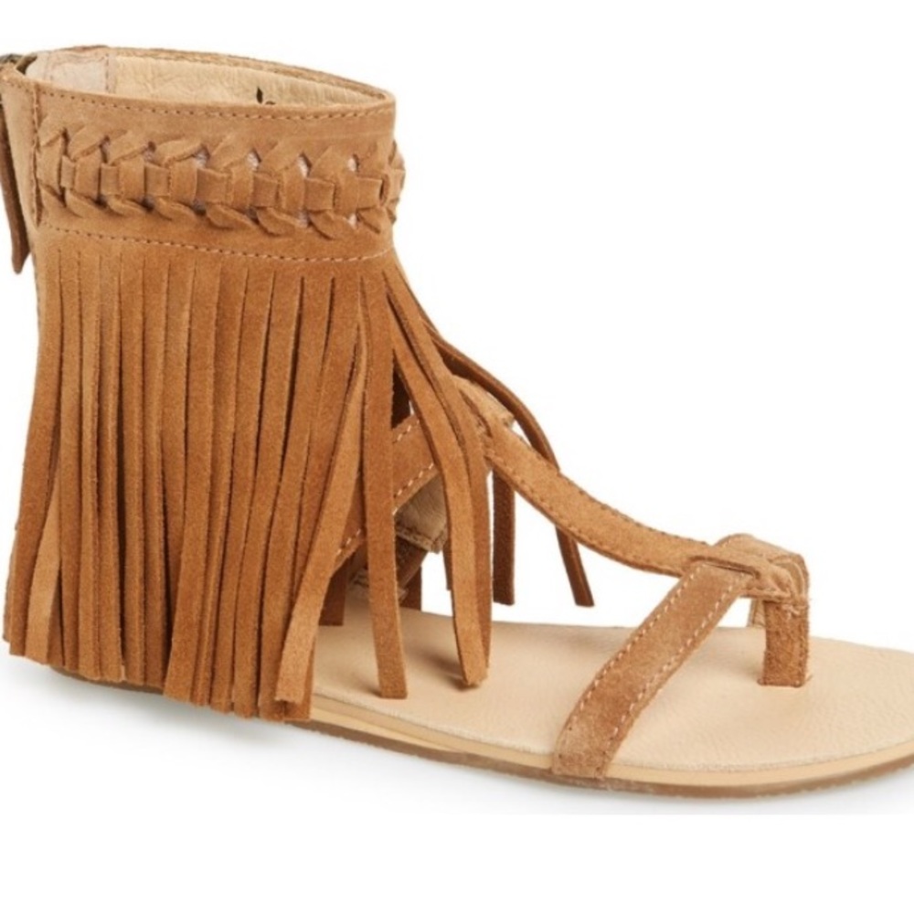 Fringe gladiator sandals
