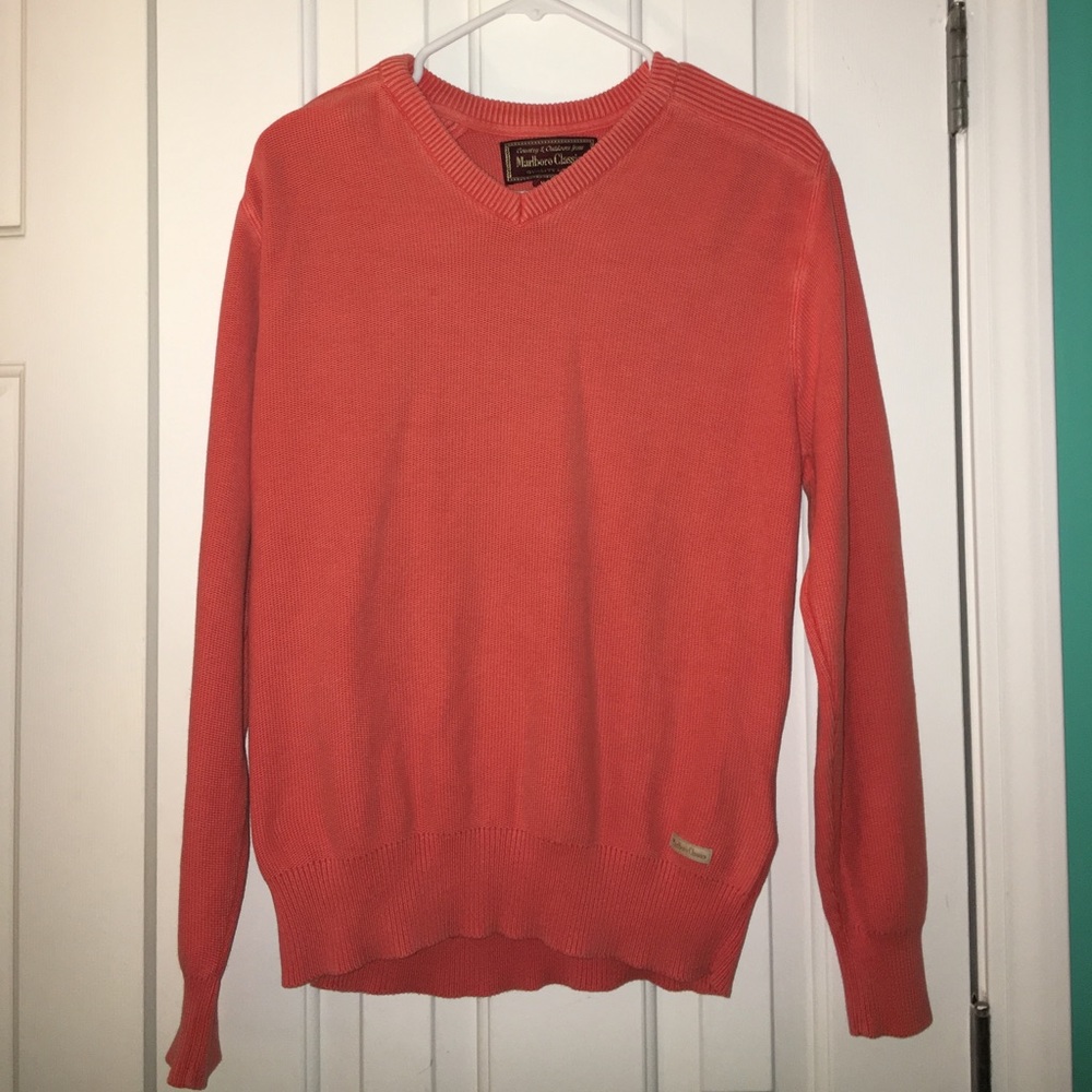 Coral V-Neck Sweater 💐
