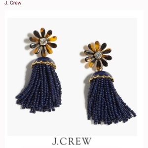 J. Crew Navy Beaded Honeymoon Tassel Earrings!