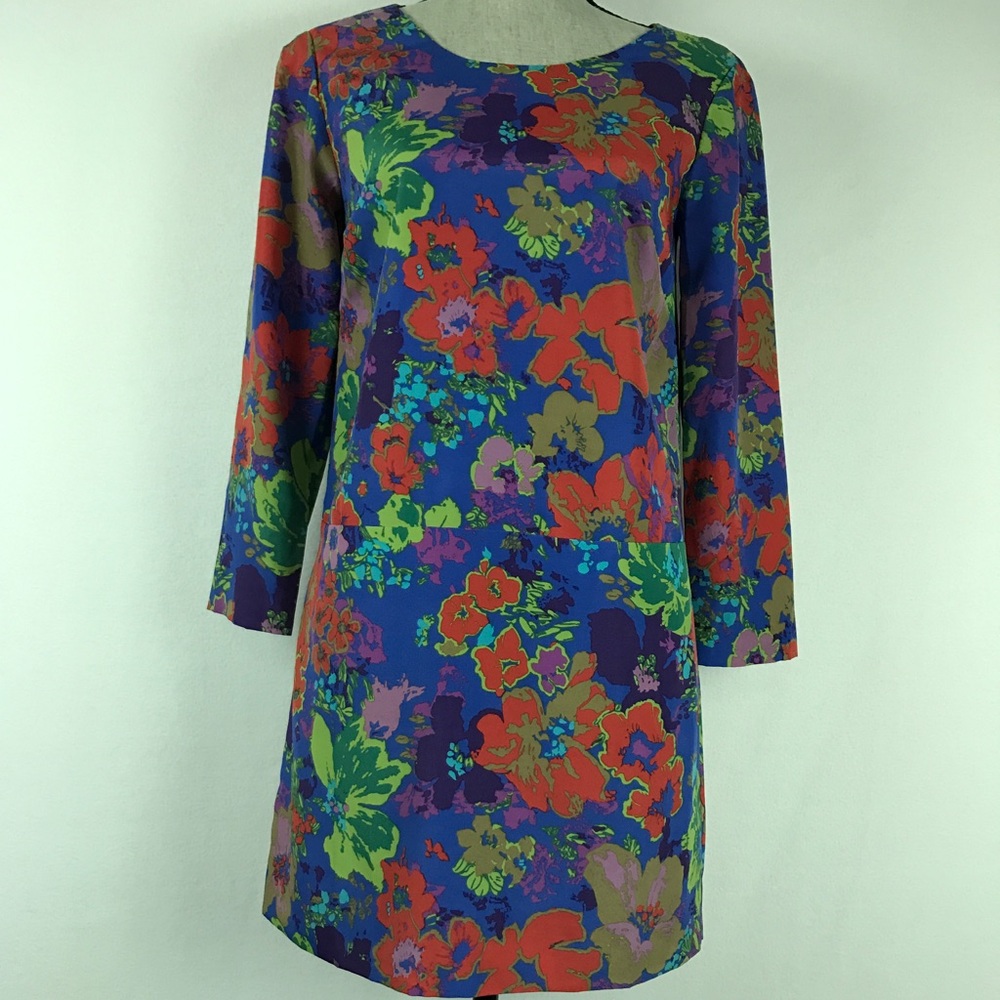 J crew factory printed draped shift dress as 00