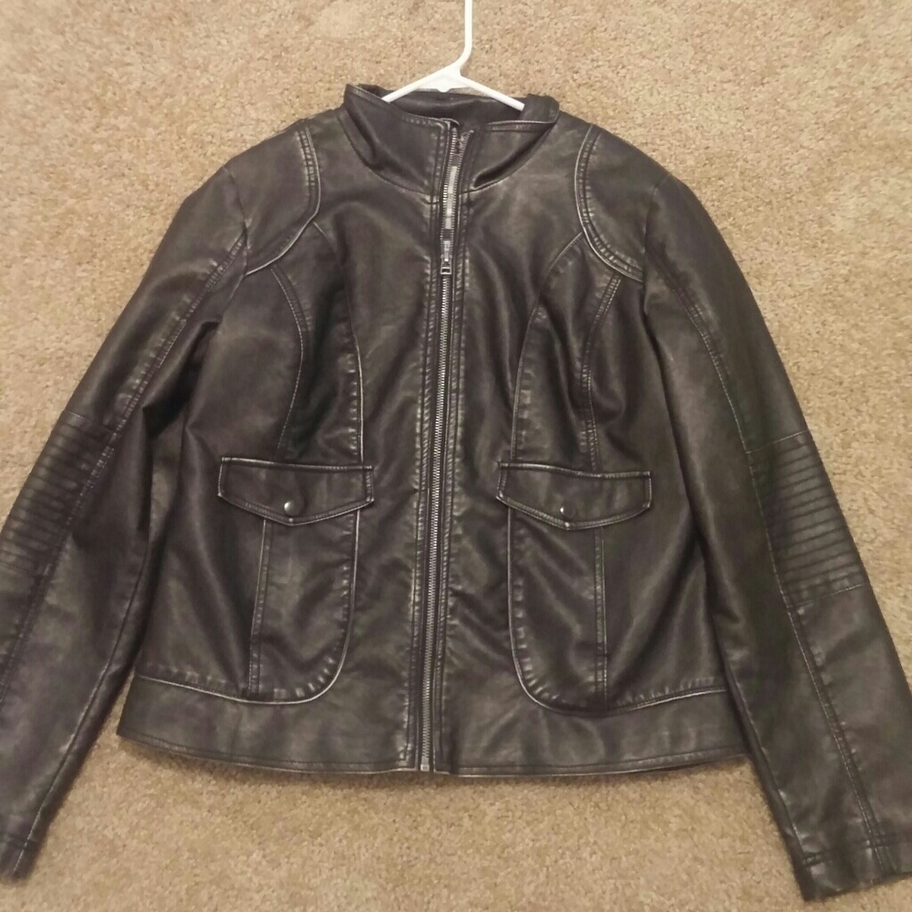 Worn once faux leather jacket
