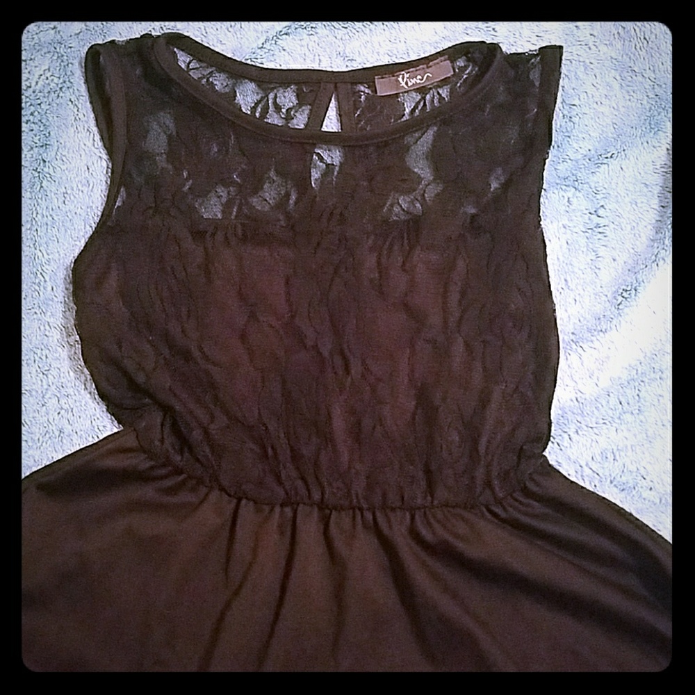Black lace flared dress