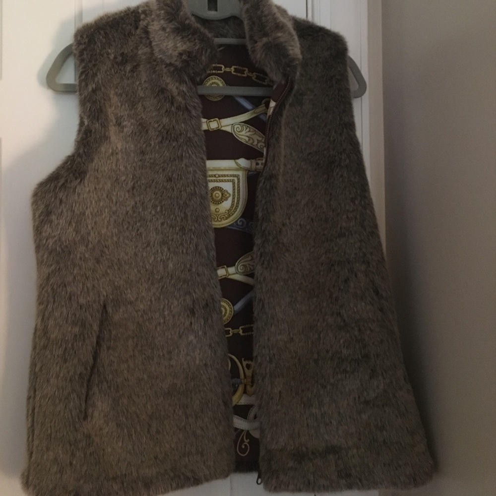J McLaughlin fur and silk reversible vest brown