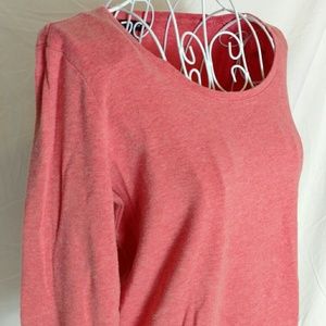 Coral cotton cashmere blend scoop neck sweater