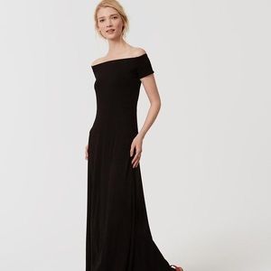 LOFT off the shoulder black maxi dress