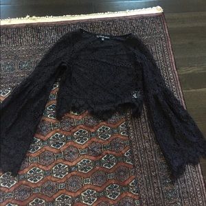 For Love And Lemons Crop Top Lace Bell Sleeve