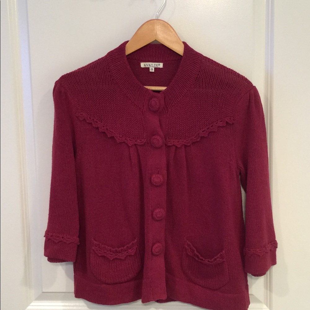 Raspberry 3/4 sleeve sweater
