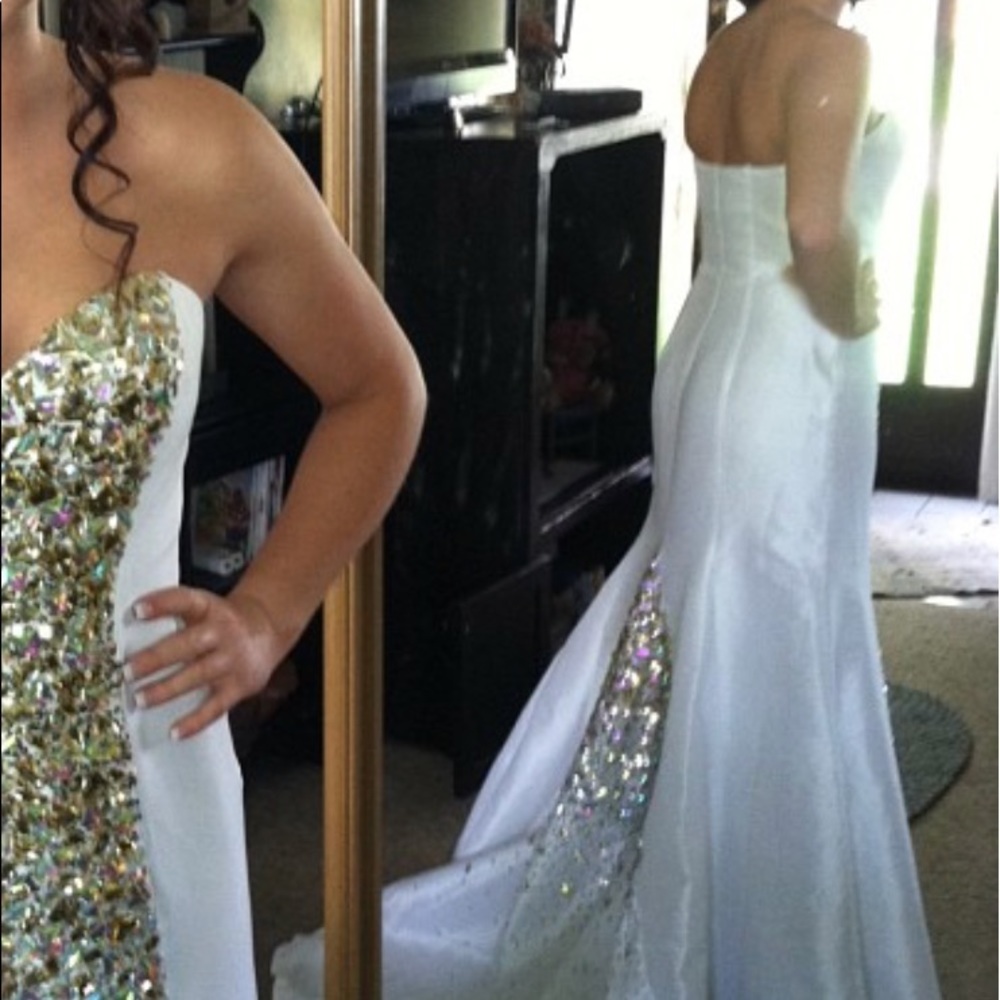 White Beaded Prom Dress