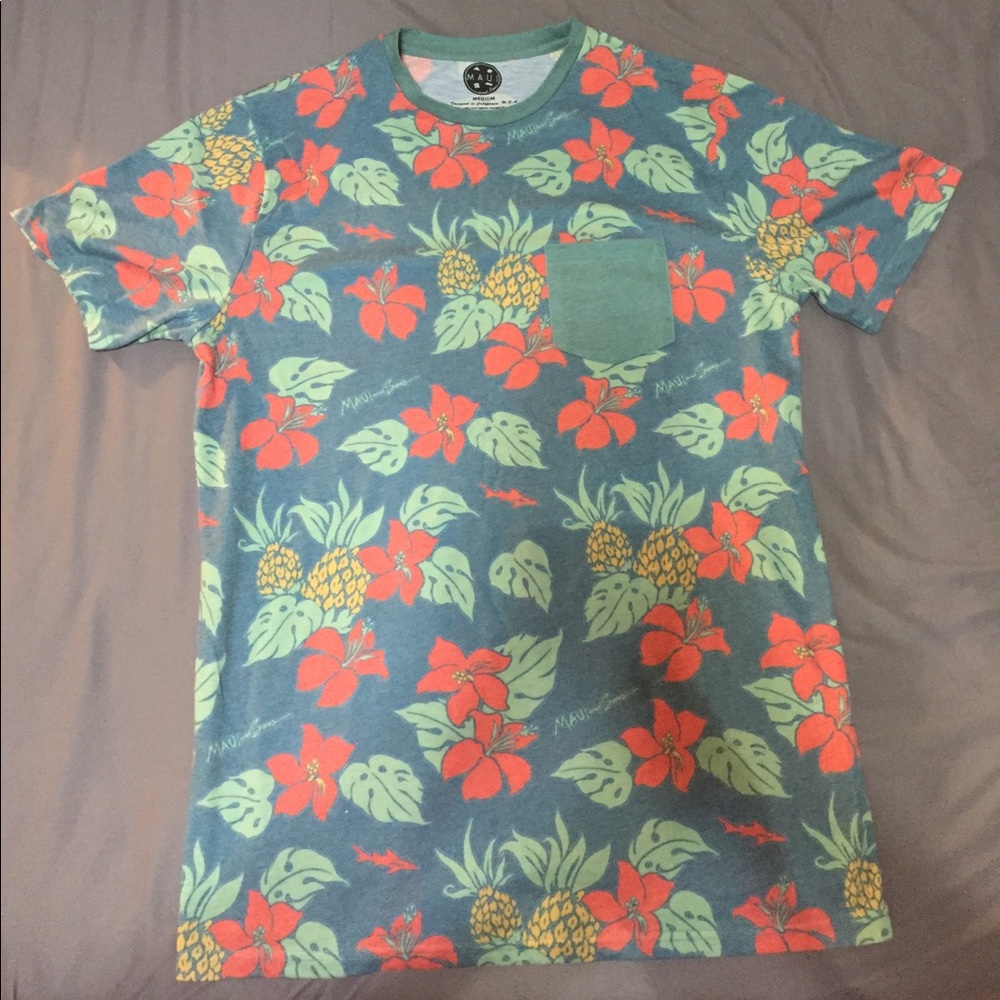 Maui and Son's Floral Patterned T-shirt