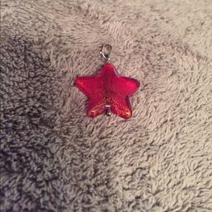 Red glass star necklace charm