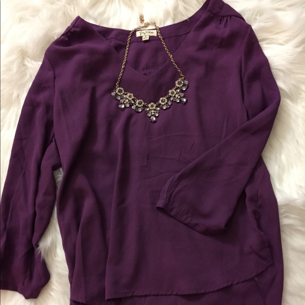 Royal purple chiffon blouse