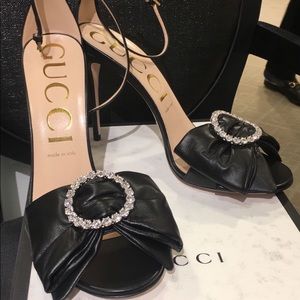 Gucci Pleated Bow Sandal Heels