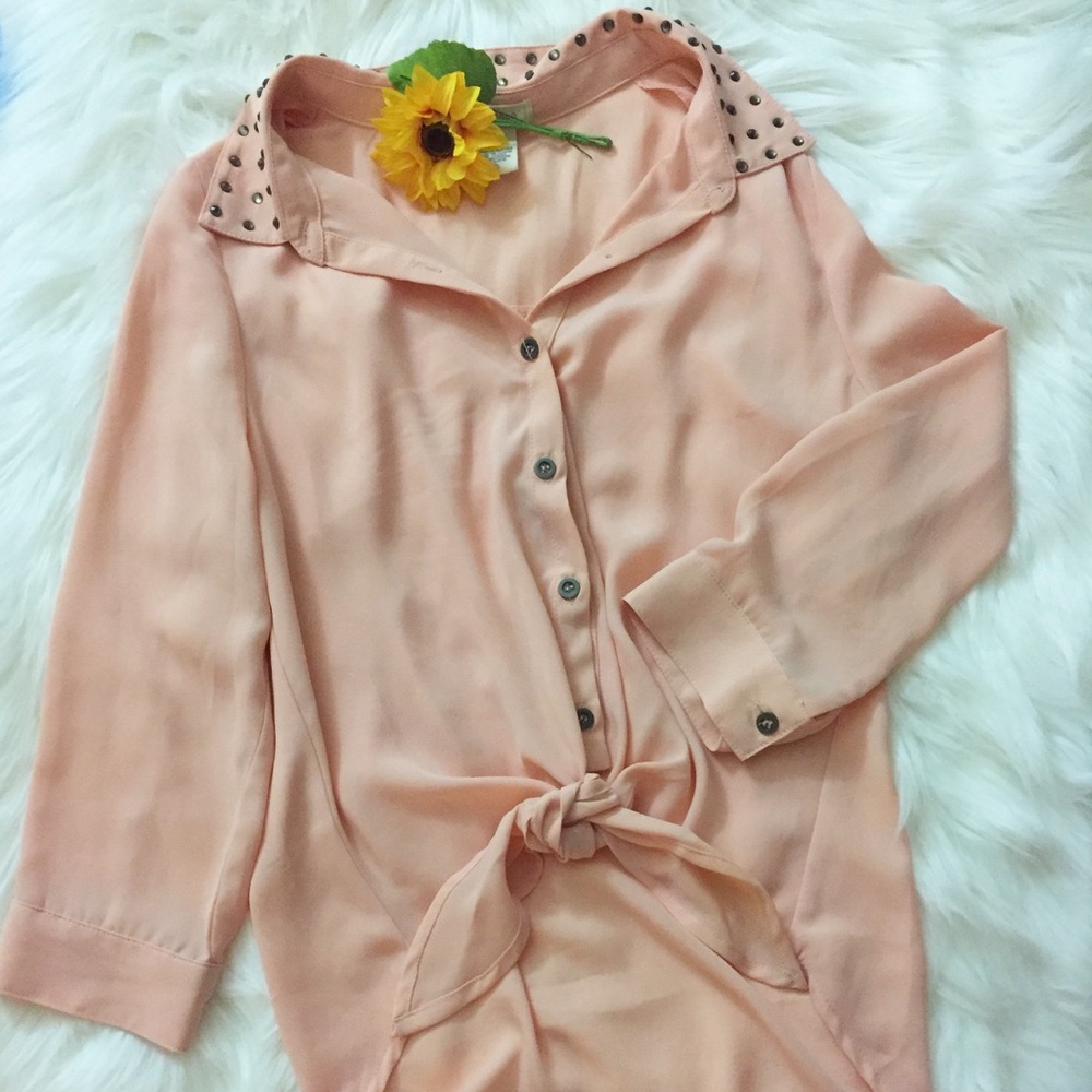 Peach knot blouse
