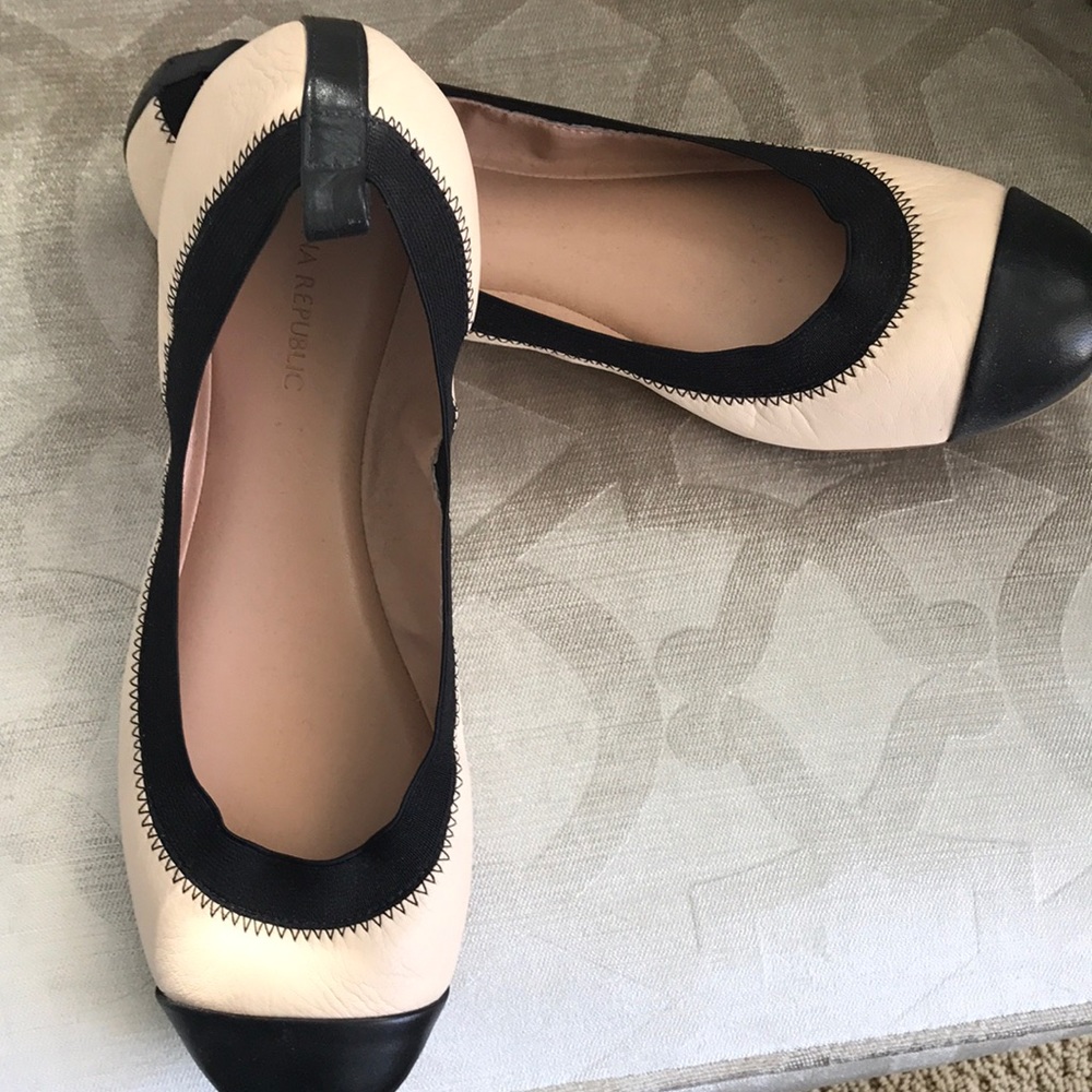 Black and cream ballet shoes