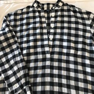 Madewell collarless gingham blouse
