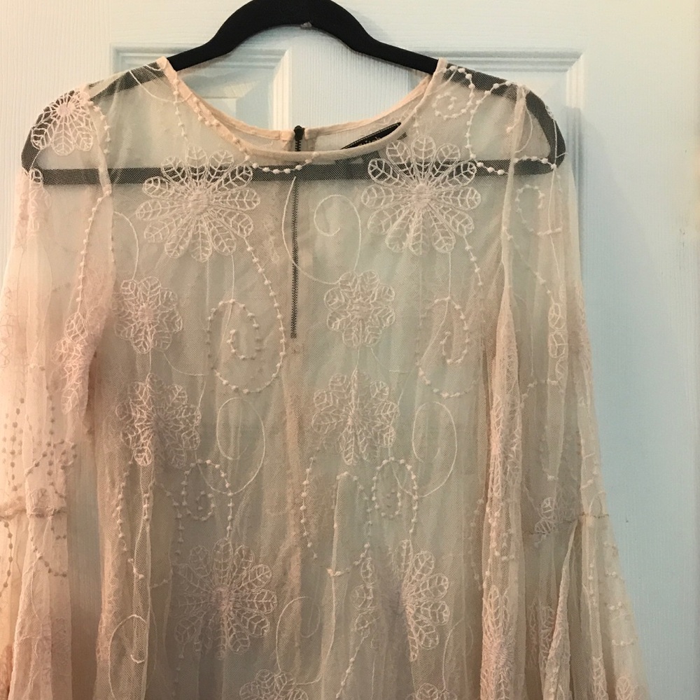 Lovestitch Bell Sleeve Sheer Dress