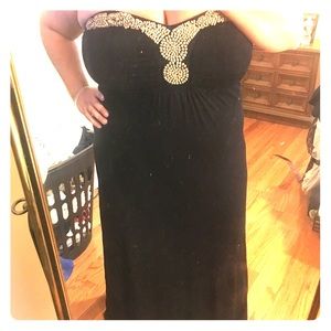 Black Maxi dress XL with bras embellishment