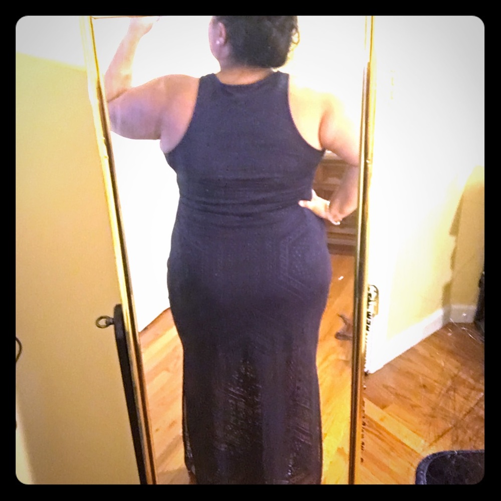 Navy Maxi Dress with side slit XL