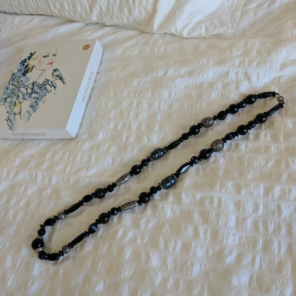 Black and Silver Beaded Necklace
