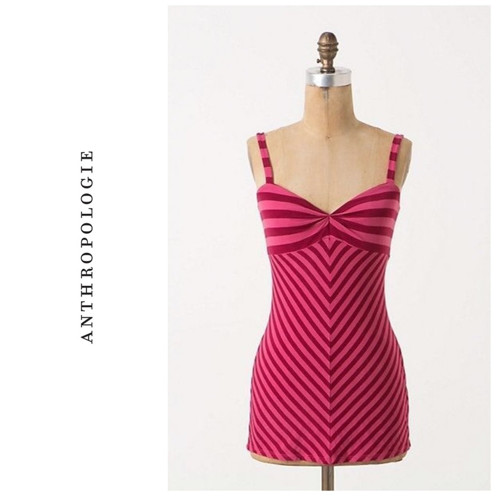 Anthropologie Ruched stripes tank