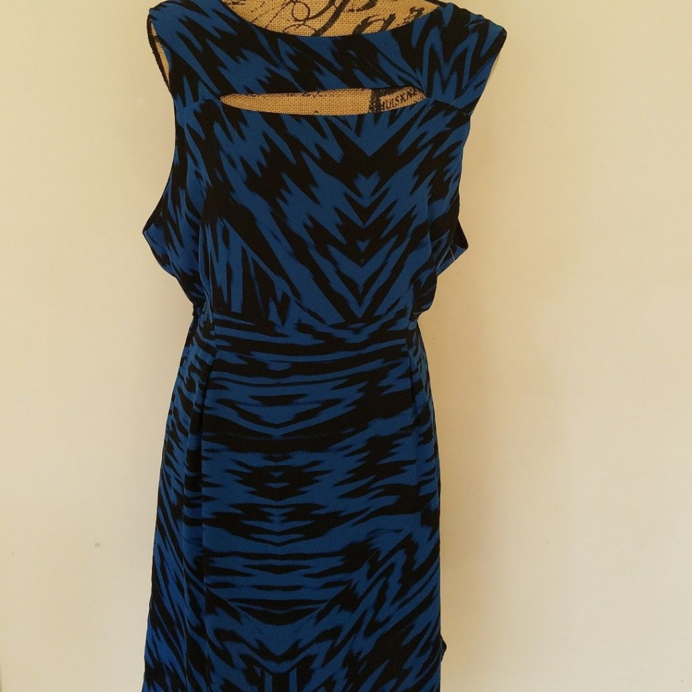 Jaime Zebra Dress Blue Black Lined Cut Out Top 16
