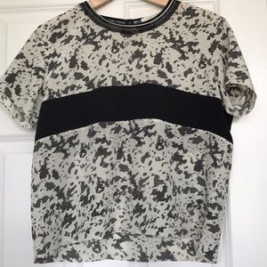 Printed short sleeve blouse with collar detail