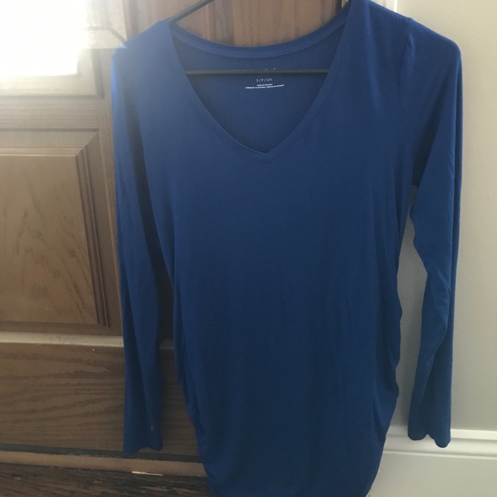Motherhood Maternity long sleeve blue shirt