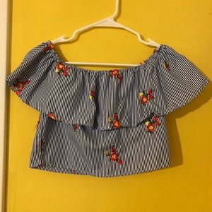 Floral off-the-shoulder crop top