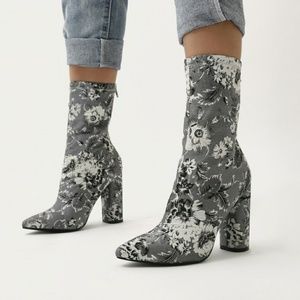 NEW Public Desire floral brocade ankle boots 11