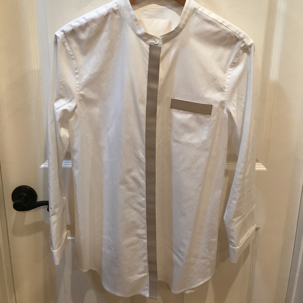 J. Crew Collection Leather Trim Button Down