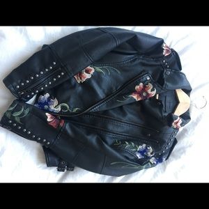 BlankNYC floral embroidered moto jacket