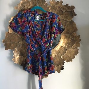 Anthropologie floral silk blouse like new