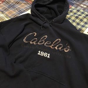 Last chance sale Black with camo cabelas hoodie