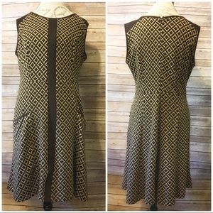 LOFT brown pattern sleeveless dress