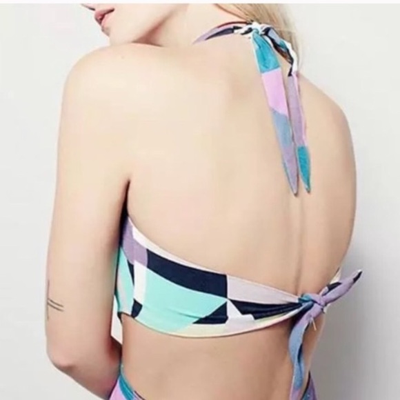 🎉HP🎉 Geo Abstract Print Halter Maxi DRESS Tie - Picture 4 of 5