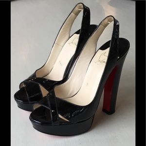 Christian Laboutin Black Slingback Platforms