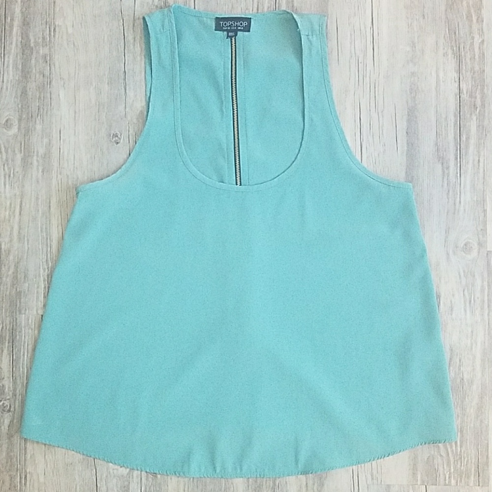 Topshop teal blue Zipper Back Tank