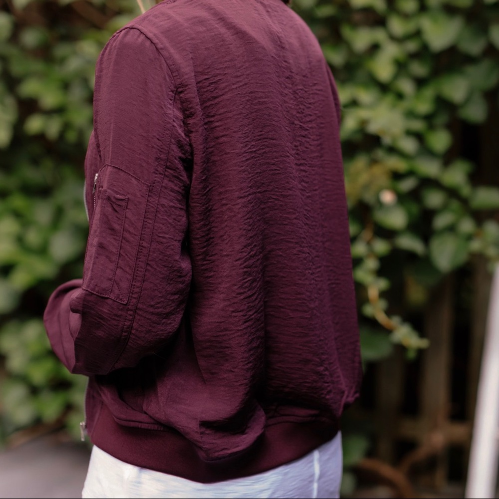 Burgundy Light Bomber Jacket - Picture 4 of 5