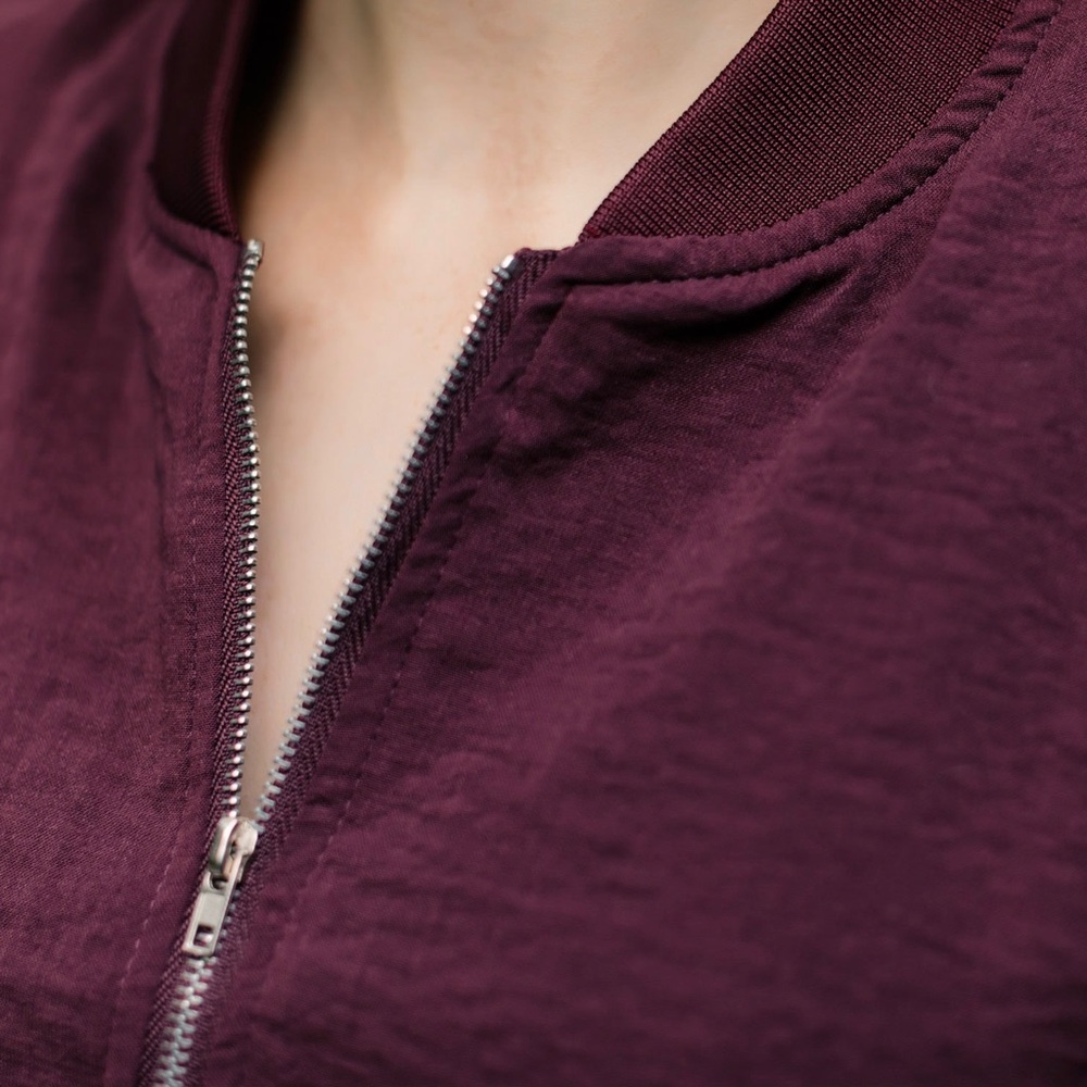 Burgundy Light Bomber Jacket - Picture 3 of 5