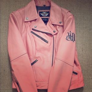 Pink Leather Harley Davidson Jacket