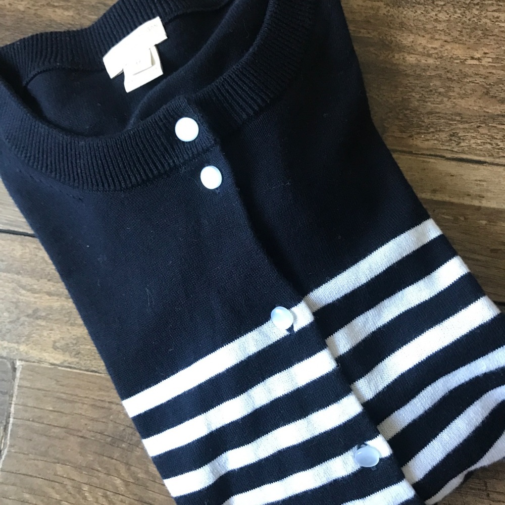 J. Crew Navy & White Cardigan