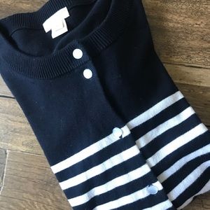 J. Crew Navy & White Cardigan