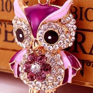 Crystal Purple Owl Necklace