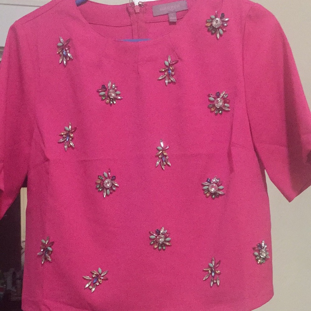 Pink beaded crop top