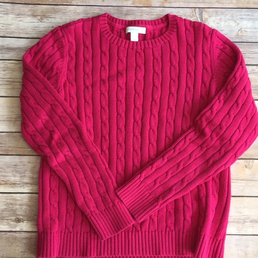Charter Club fuscia cotton cable knit sweater